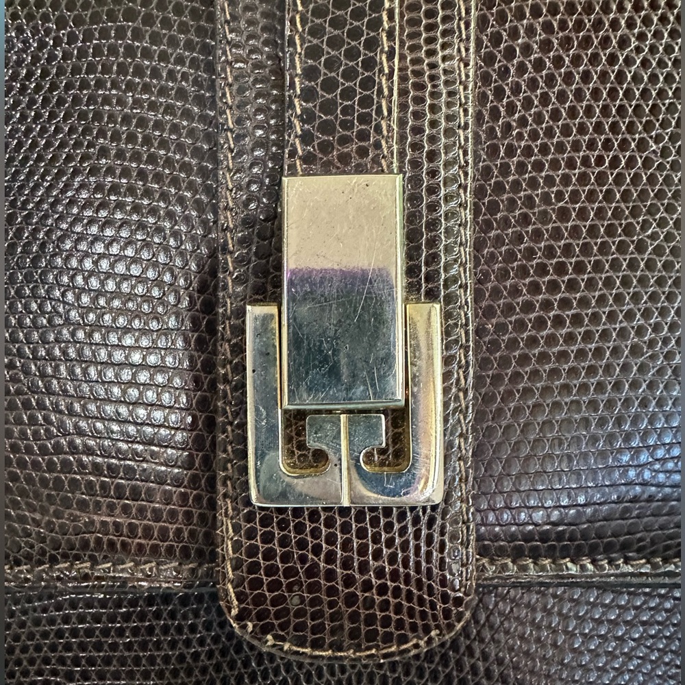 Rare Vintage Gucci Lizard Clutch in Dark Brown - Picture 7 of 13